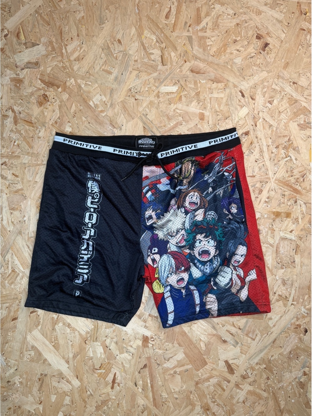 Primitive My Hero Academia Shorts Mens XL Black Red Mesh Athletic Gym Anime